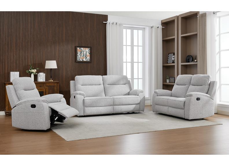 Carlingford Fabric Two Seat Recliner Sofa Light Grey Chenille | Manual Recline Contemporary Sofa