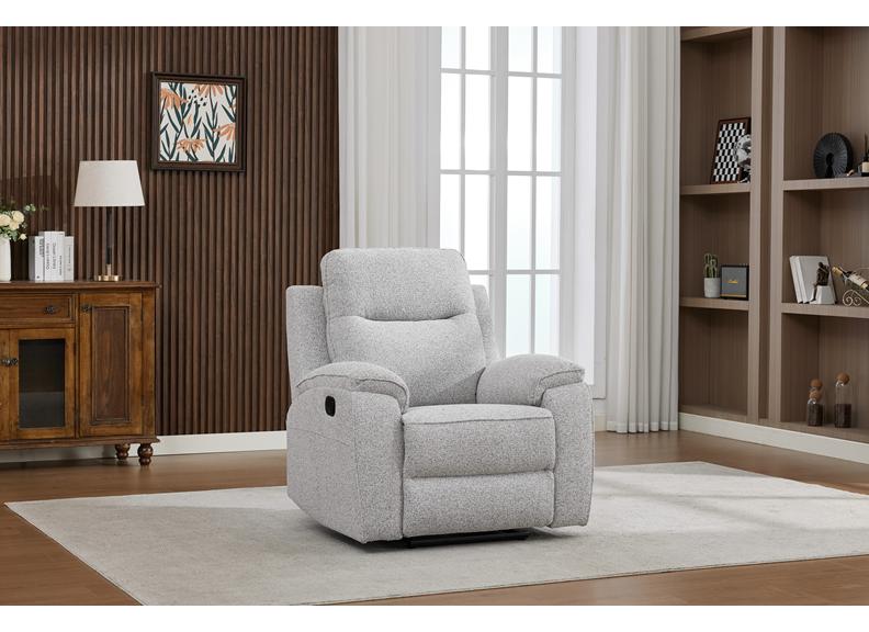 Carlingford Fabric Recliner Armchair Light Grey Chenille | Manual Recline Contemporary Armchair