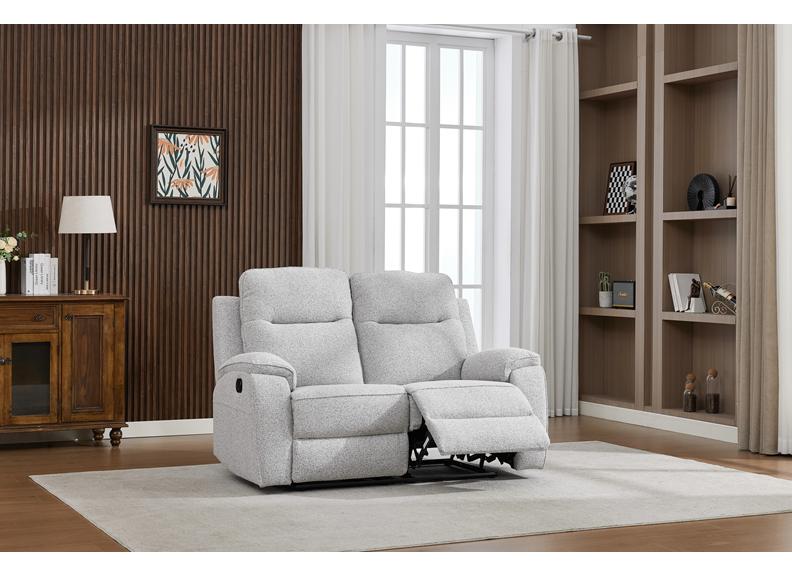 Carlingford Fabric Two Seat Recliner Sofa Light Grey Chenille | Manual Recline Contemporary Sofa