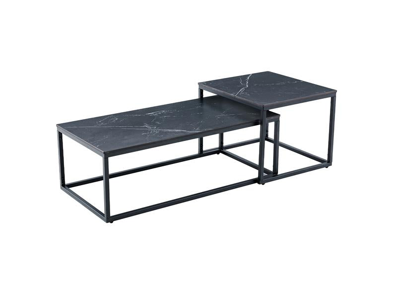 Cody Coffee Table Set - Black Stone Effect Top