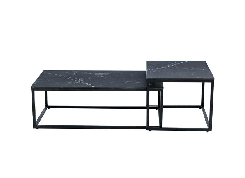Cody Coffee Table Set - Black Stone Effect Top