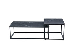 Cody Coffee Table Set - Black Stone Effect Top
