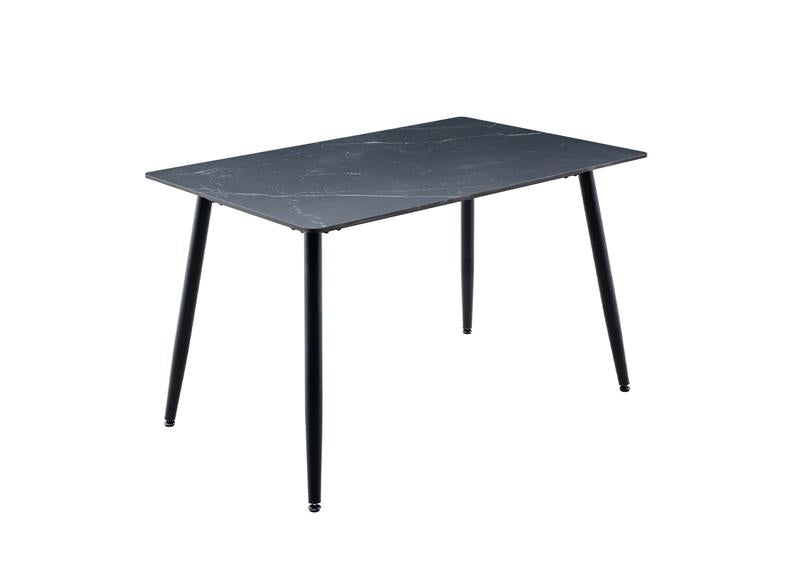 Cody Black Rectangular Dining Tables - Black Stone Effect Tops