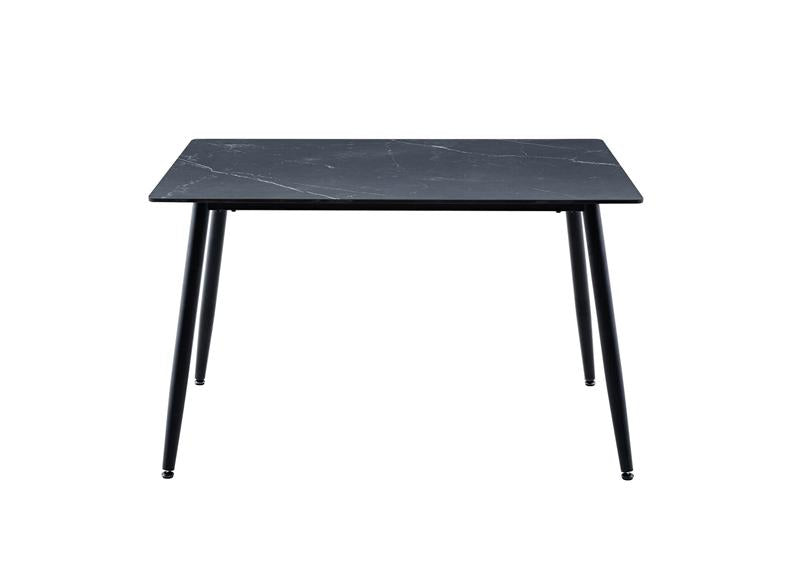 Cody Black Rectangular Dining Tables - Black Stone Effect Tops