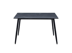 Cody Black Round Dining Tables - Stone Effect Tops