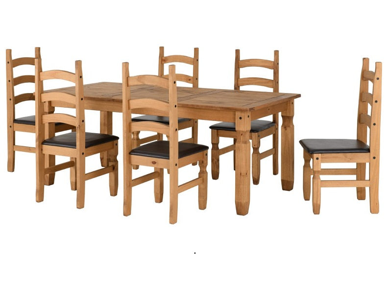 Corona Pine Dining Set W/PU Chairs