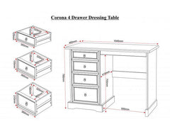 Corona Pine Dressing Table - dimensions