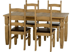 Corona Pine Dining Set W/PU seats