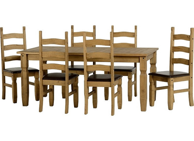 Corona Pine Dining Set W/PU Chairs