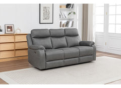 Corvan Charcoal Reclining Three Seat Sofa | Charcoal or Stone High Endurance Upholstery | Modern Recliner Sofa