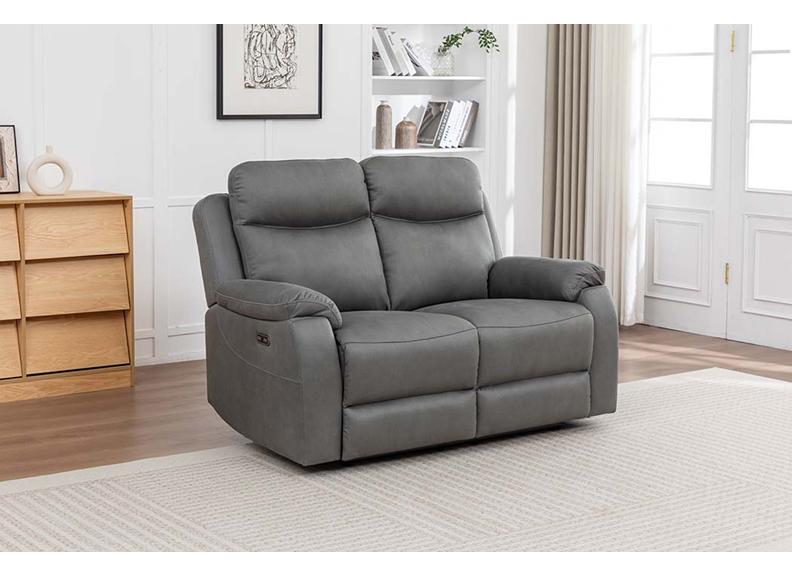 Corvan Charcoal Reclining Two Seat Sofa | Charcoal or Stone High Endurance Upholstery | Modern Recliner Sofa