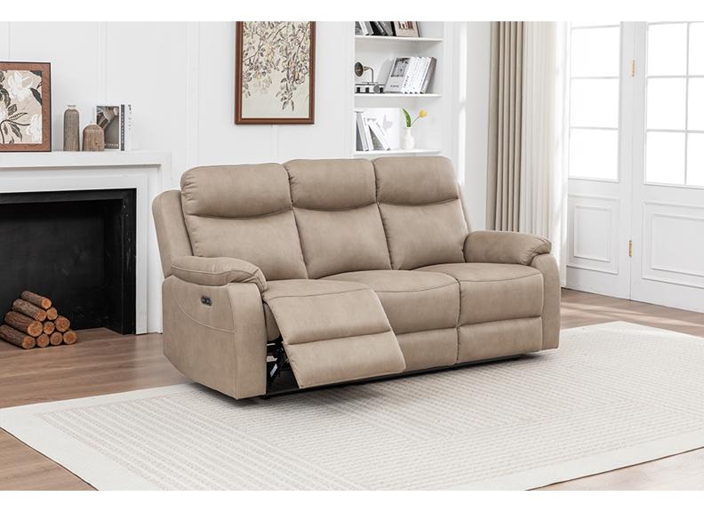Corvan Stone Reclining Three Seat Sofa | Charcoal or Stone High Endurance Upholstery | Modern Recliner Sofa