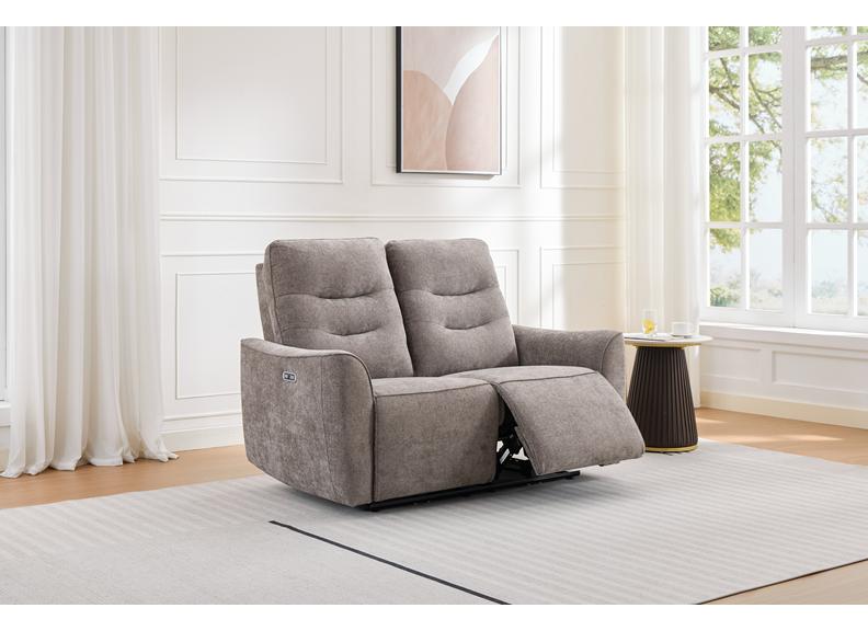 Cupar Fabric 2PP Power Recline Sofa – Premium Stone Fabric Contemporary Sofa