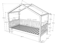 Nature House Bed With Fence (DAHK9012) 90 X 200 Cm Oak (VIP)