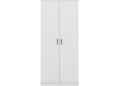 Dakota White Two Door Wardrobe – Modern Bedroom Storage Closet with Hanging Rail