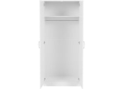 Dakota White Two Door Wardrobe – Modern Bedroom Storage Closet with Hanging Rail
