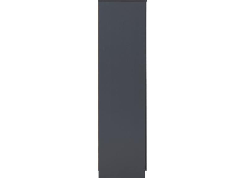 Dakota Dark Grey Three Door Two Drawer Mirrored Wardrobe – Modern Bedroom Storage Closet with Hanging Rail