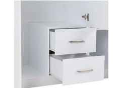 Dakota White Three Door Two Drawer Mirrored Wardrobe – Modern Bedroom Storage Closet with Hanging Rail