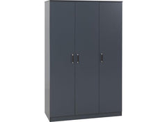 Dakota Dark Grey Three Door Wardrobe – Modern Bedroom Storage Closet With Hanging Rail