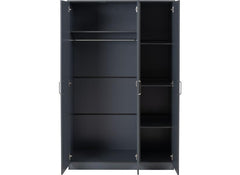 Dakota Dark Grey Three Door Wardrobe – Modern Bedroom Storage Closet With Hanging Rail
