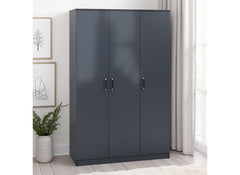Dakota Dark Grey Three Door Wardrobe – Modern Bedroom Storage Closet With Hanging Rail