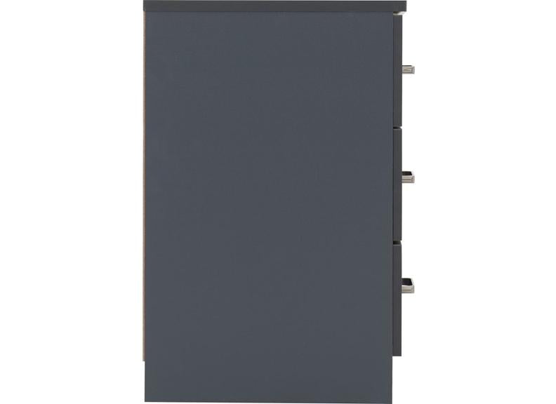 Dakota Dark Grey Three Drawer Bedside – Modern Bedroom Bedside Storage Chest