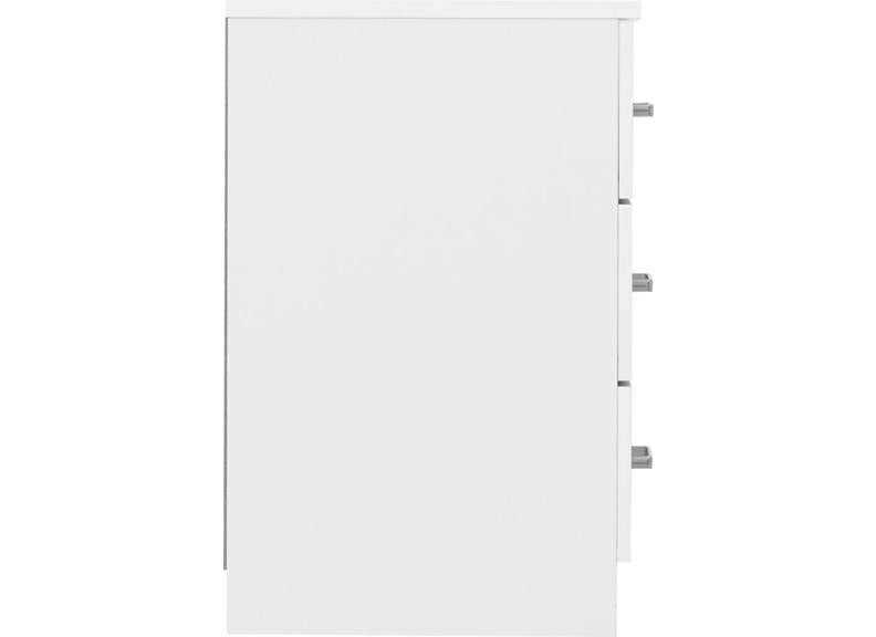 Dakota White Three Drawer Bedside – Modern Bedroom Bedside Storage Chest