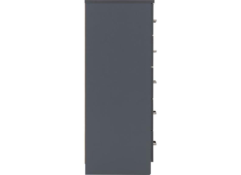 Dakota Dark Grey Five Drawer Narrow Chest – Modern Bedroom Narrow Chest