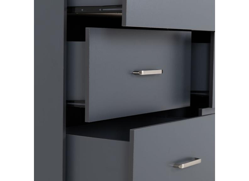 Dakota Dark Grey Six Drawer Chest – Modern Bedroom Storage Chest