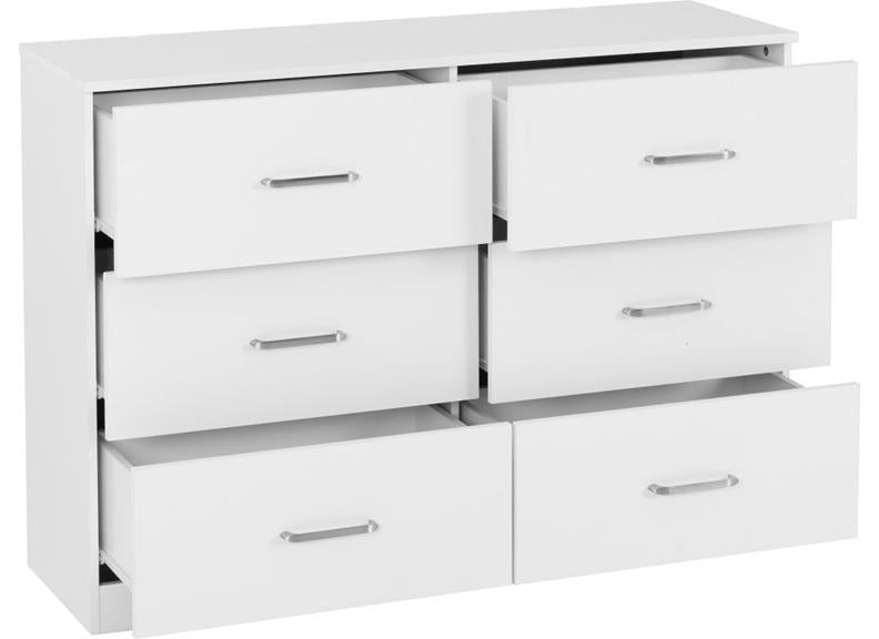 Dakota White Six Drawer Chest – Modern Bedroom Storage Chest