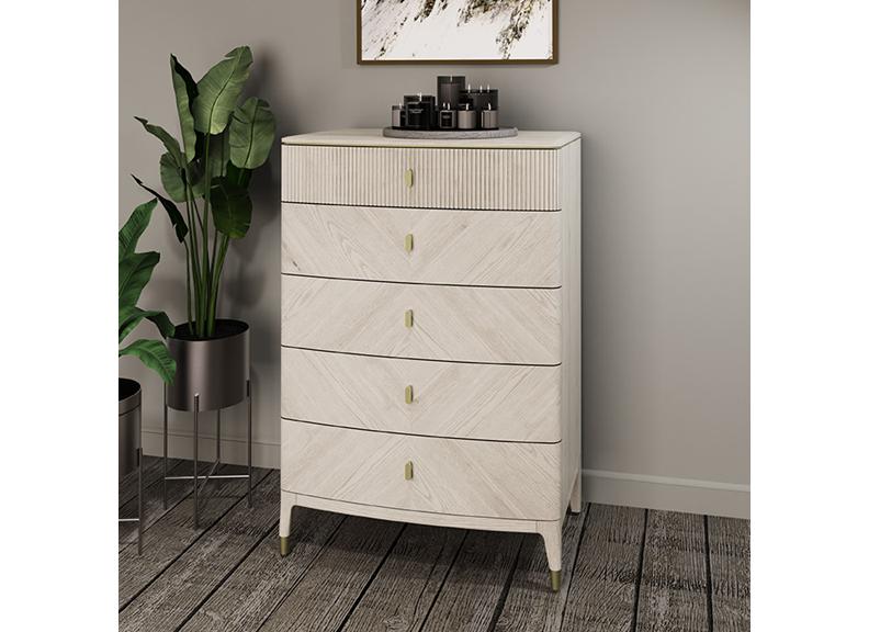 Diletta Stone Five Drawer Chest – Art Deco Bedroom Furniture | Diletta Stone Bedroom Collection