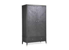 Diletta Ebony Two Door Wardrobe – Art Deco Bedroom Furniture | Diletta Stone Bedroom Collection