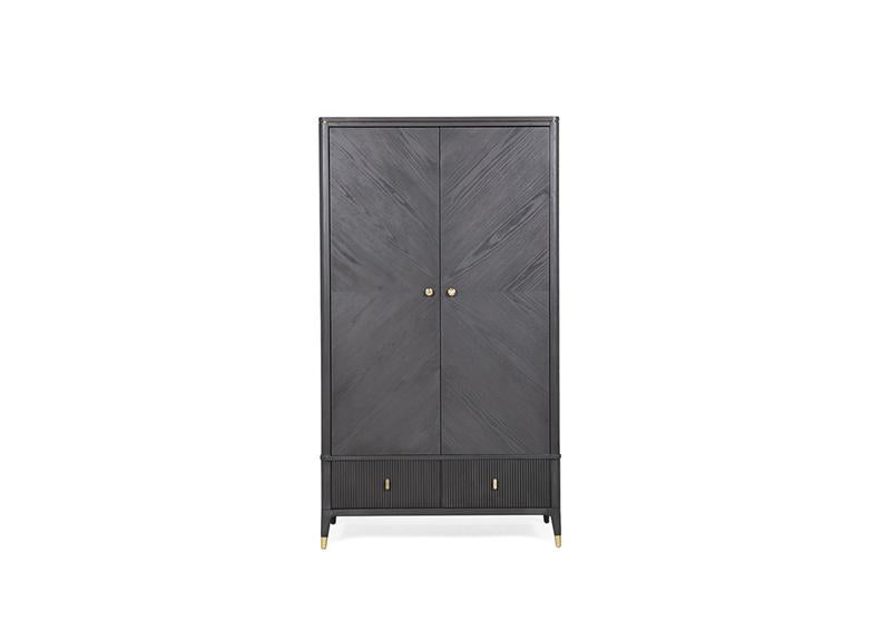Diletta Ebony Two Door Wardrobe – Art Deco Bedroom Furniture | Diletta Stone Bedroom Collection
