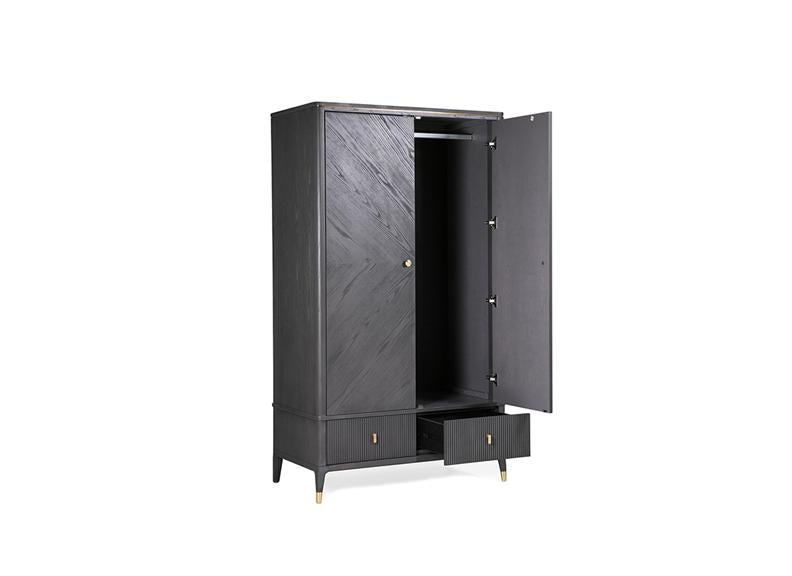 Diletta Ebony Two Door Wardrobe – Art Deco Bedroom Furniture | Diletta Stone Bedroom Collection