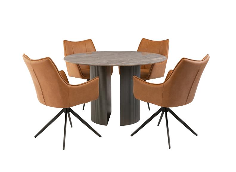 Bossini Round Dining Table – Stone Effect Dining Round Table With A Polished Top