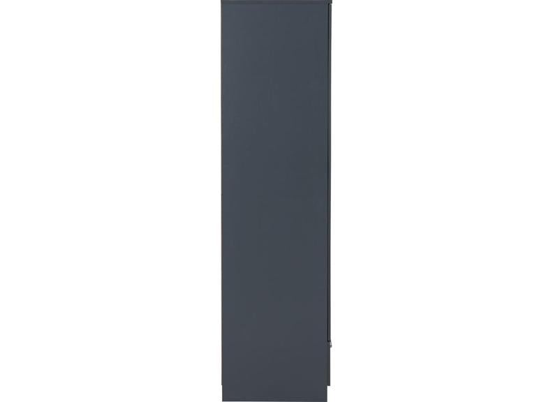Dakota Dark Grey Two Door One Drawer Mirrored Wardrobe – Modern Bedroom Storage Closet with Hanging Rail
