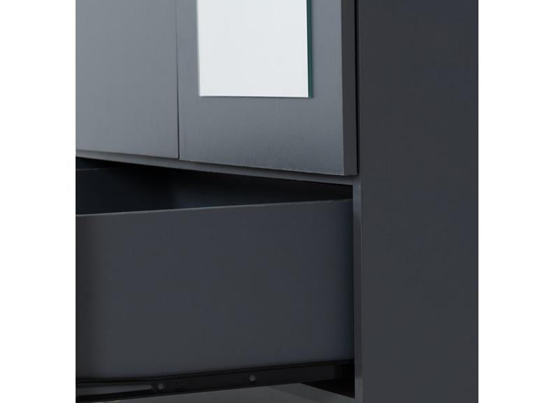 Dakota Dark Grey Two Door One Drawer Mirrored Wardrobe – Modern Bedroom Storage Closet with Hanging Rail