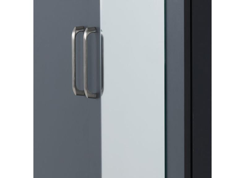 Dakota Dark Grey Two Door One Drawer Mirrored Wardrobe – Modern Bedroom Storage Closet with Hanging Rail