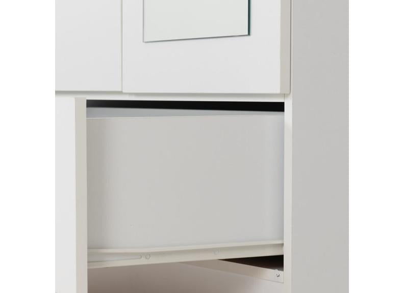 Dakota White Two Door One Drawer Mirrored Wardrobe – Modern Bedroom Storage Closet with Hanging Rail