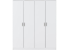 Dakota White Four Door Wardrobe – Modern Bedroom Storage Closet With Hanging Rails (Pre-Order Only)