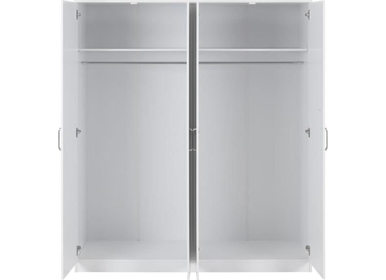 Dakota White Four Door Wardrobe – Modern Bedroom Storage Closet With Hanging Rails (Pre-Order Only)
