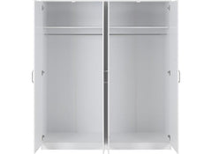 Dakota White Four Door Wardrobe – Modern Bedroom Storage Closet With Hanging Rails (Pre-Order Only)