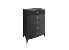 Diletta Ebony Five Drawer Chest – Art Deco Bedroom Furniture | Diletta Ebony Bedroom Collection