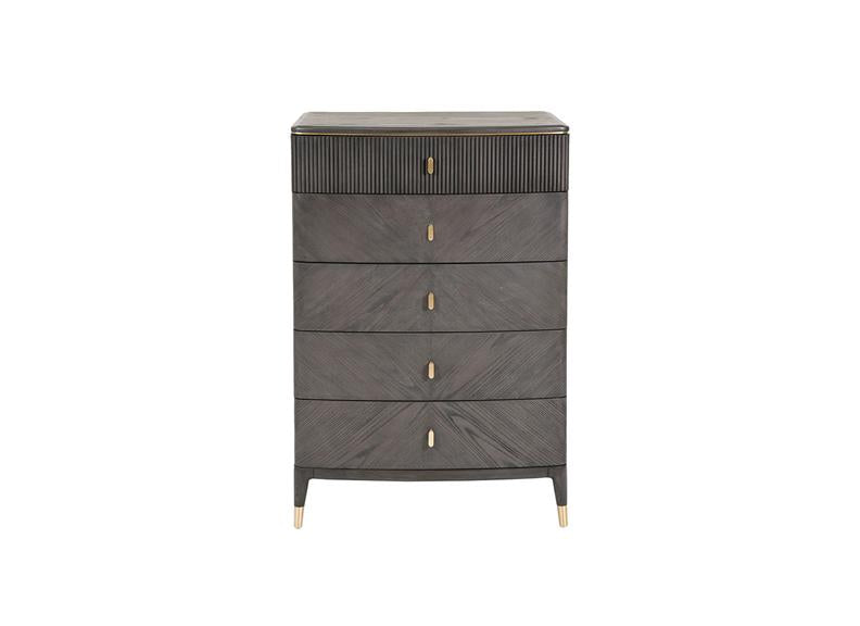Diletta Ebony Five Drawer Chest – Art Deco Bedroom Furniture | Diletta Ebony Bedroom Collection