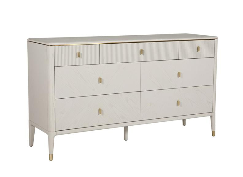 Diletta Stone Seven Drawer Chest – Art Deco Bedroom Furniture | Diletta Stone Bedroom Collection