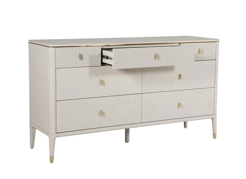 Diletta Stone Seven Drawer Chest – Art Deco Bedroom Furniture | Diletta Stone Bedroom Collection