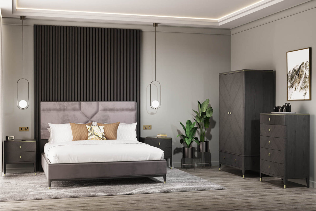 Diletta Ebony Bed Frame – Art Deco Bedroom Furniture | Diletta Ebony Bedroom Collection