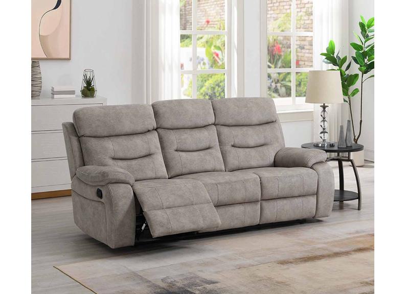 Donnybrook Fabric Three Seat Recliner Sofa Cream Upholstery | Manual or Powered Recline | Modern Living Room Sofa