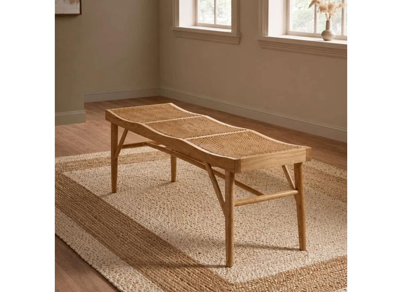 Elodie Rattan Bench – Natural Woven Indoor Dining & Occasional Bench (Pre-Order Only)