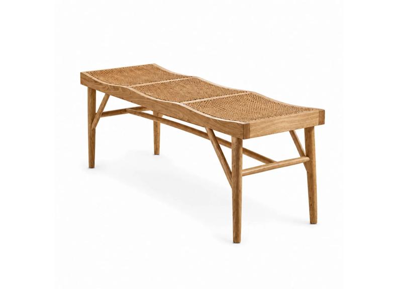 Elodie Rattan Bench – Natural Woven Indoor Dining & Occasional Bench (Pre-Order Only)